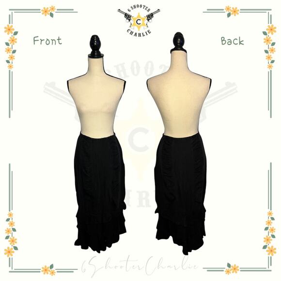 Vintage Y2K NC New Creation Women's Black Maxi Skirt Size 4 Layered Casual - Picture 1 of 6